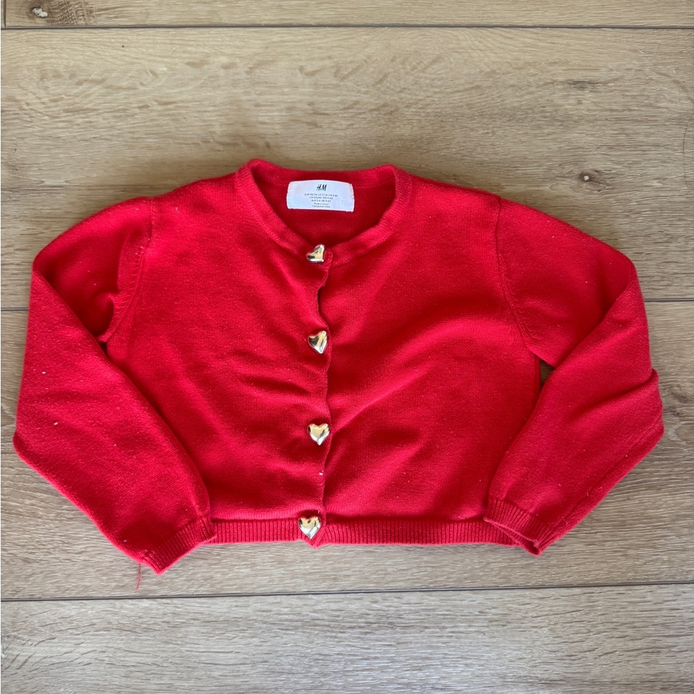 H&M Kids Red Sweater with Heart Buttons